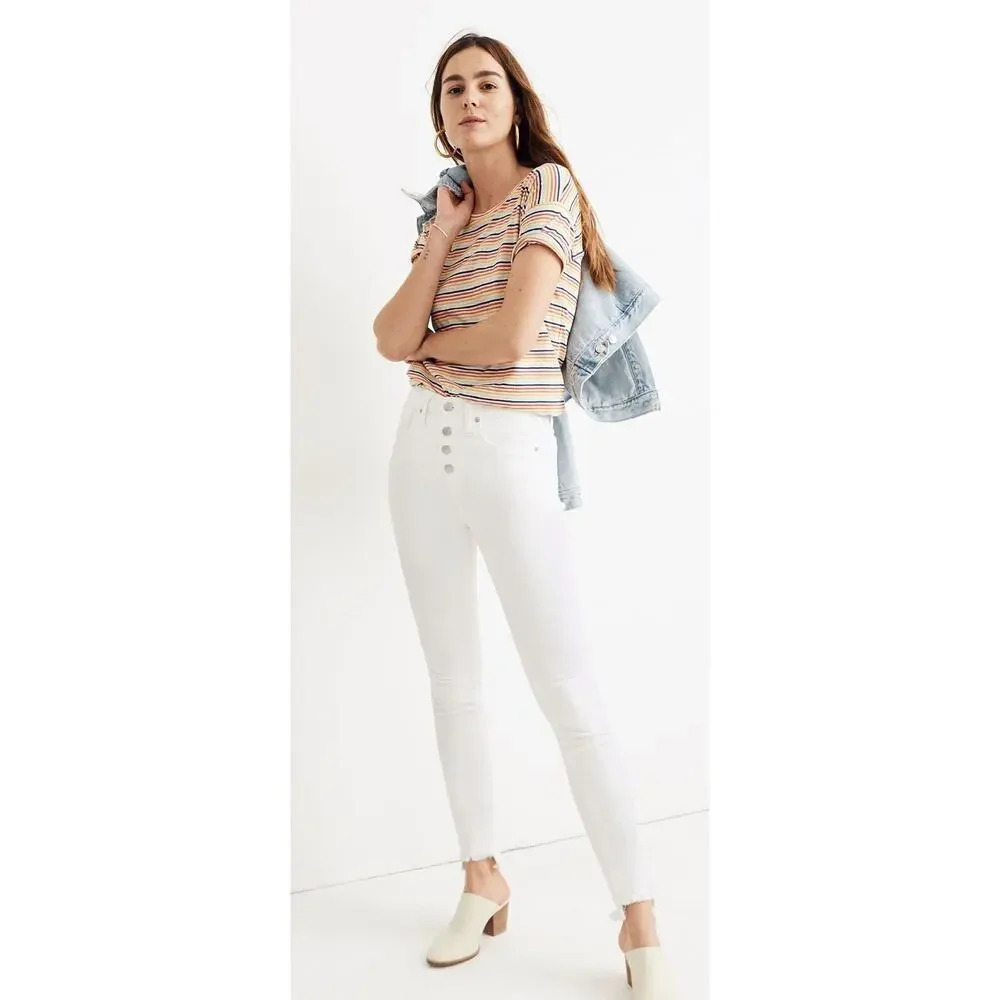 Madewell Petite 10" High-Rise Skinny Jeans in Pure White: Step-Hem Edition